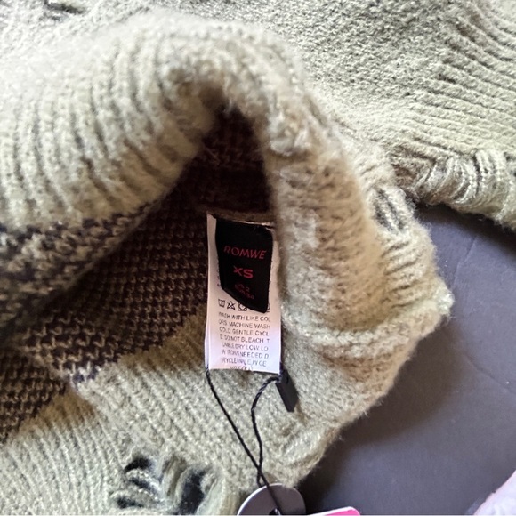 Green Skeleton ribcage distressed Knit Sweater - Picture 6 of 6